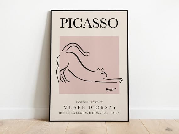 Vintage Picasso Cat Line Art Poster