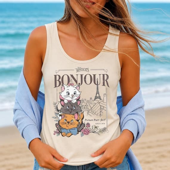 Disney The Aristocats Movie Tank Top, Marie Tolouse & Berlioz Homage Tank, Disney Cat Girlfriend Tank Tops